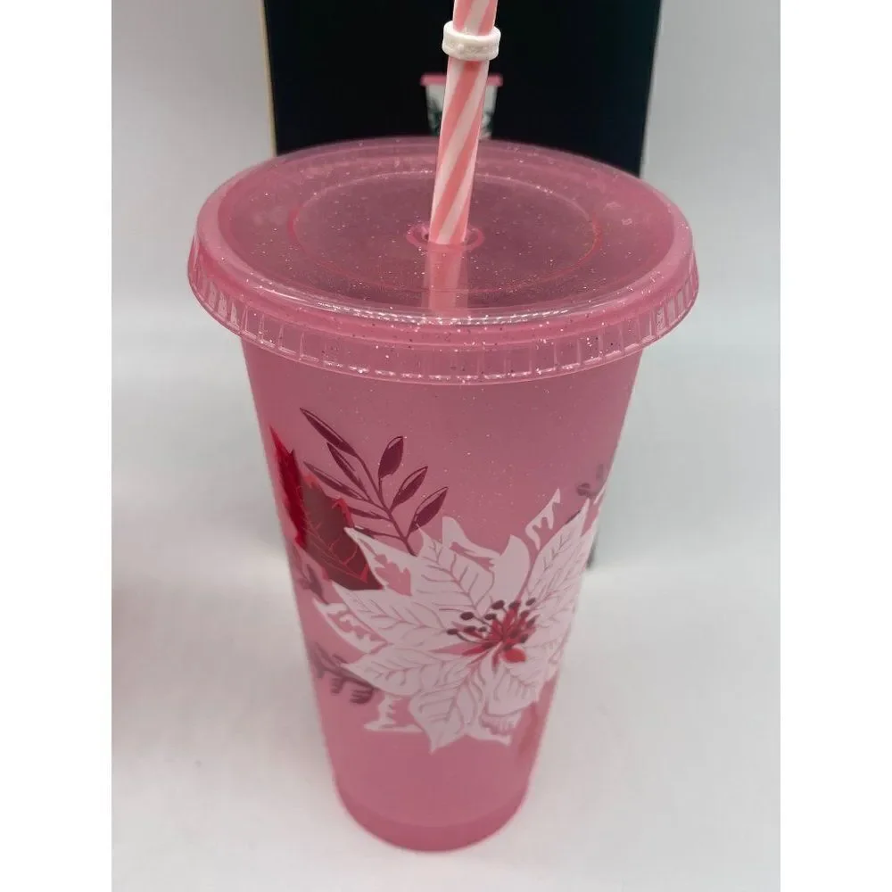 Starbuck Reusable Cold Cups With Lids And Straws Set of 4